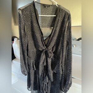 Black Long-Sleeve Floral Dress